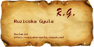 Ruzicska Gyula névjegykártya